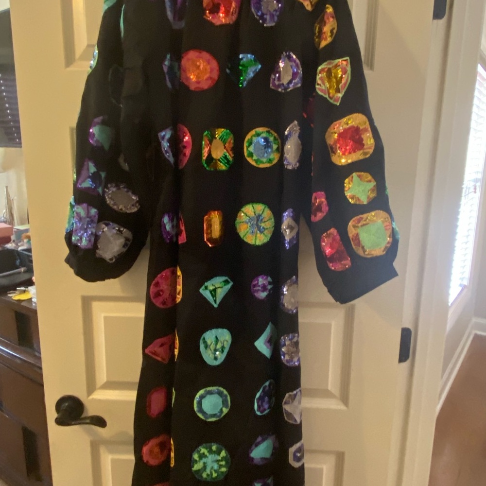 QUEEN OF SPARKLES GEM DRESS - Black Dress with Multicolor Gemstone Design - Picture 4 of 4
